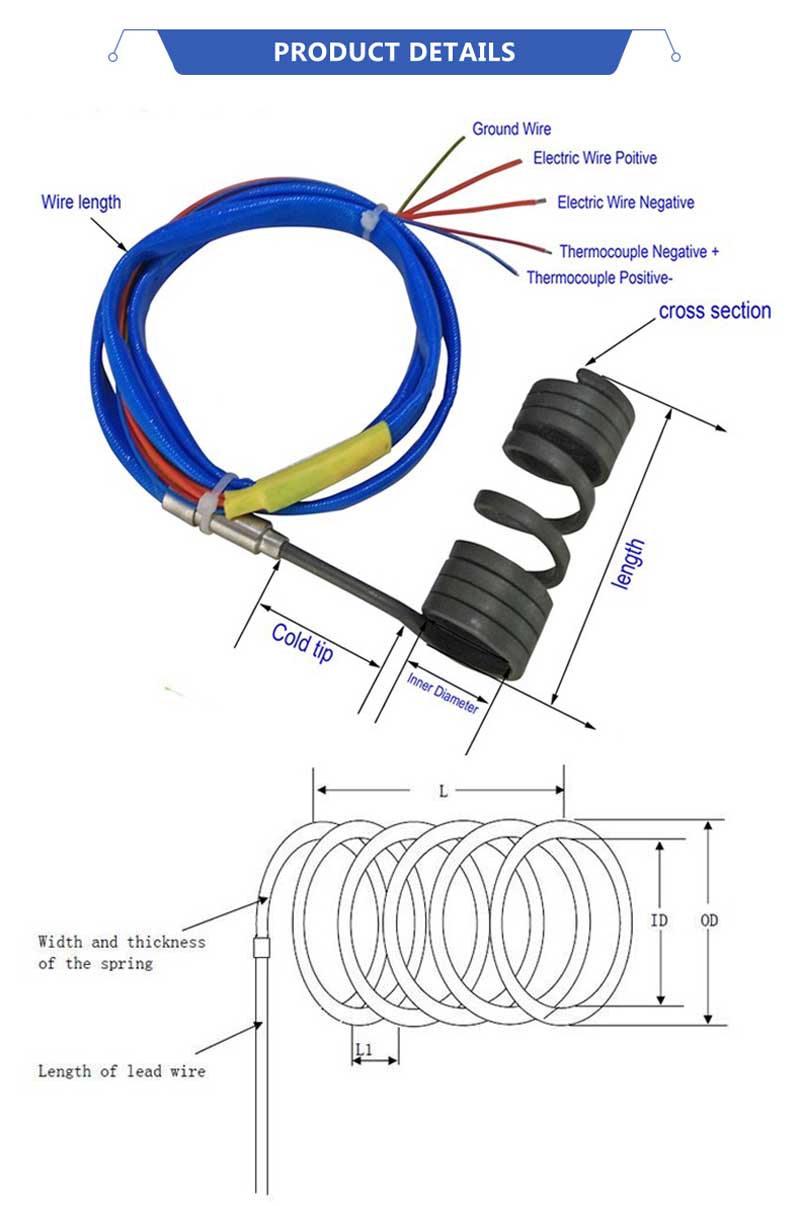 Square Mini Tubular Hot Runner Coil Heater drawing